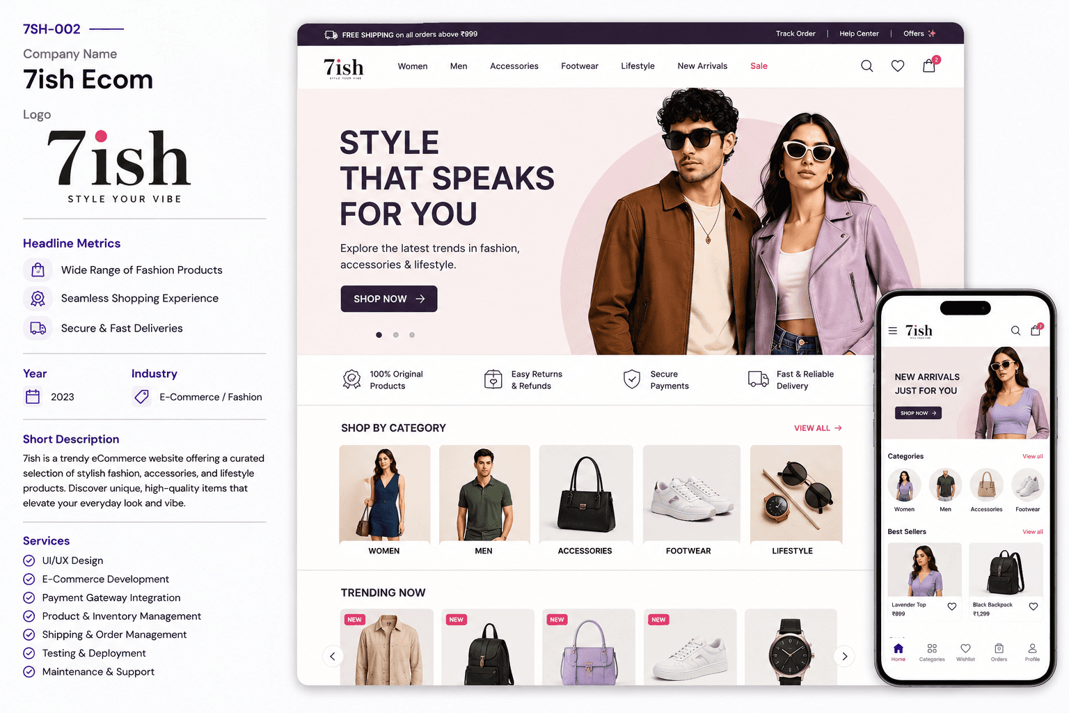 E-Commerce work visual for 7ish